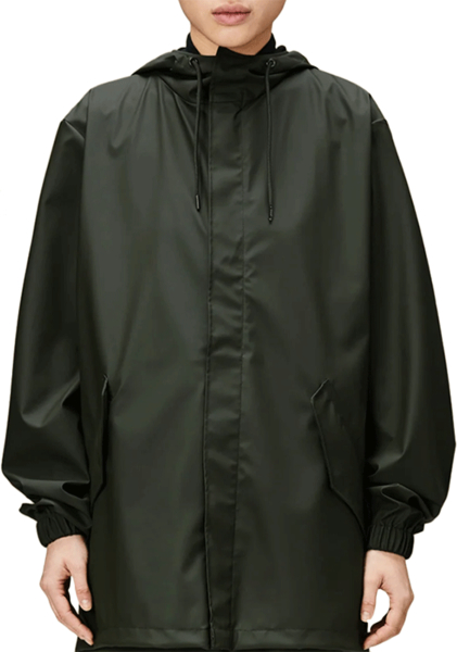 Czarna kurtka Rains w stylu klasycznym wiatrówki z kapturem