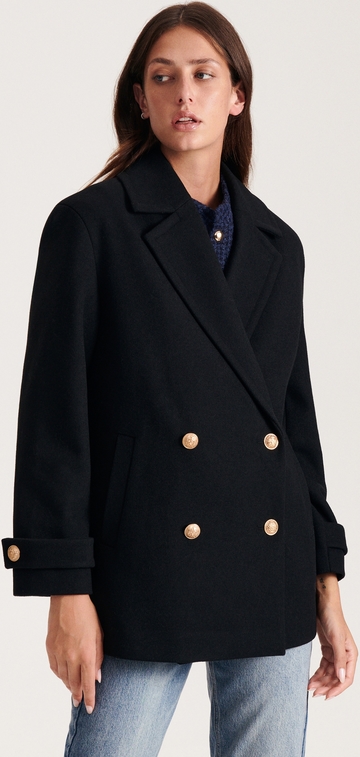 Czarna kurtka Reserved w stylu casual z wełny bez kaptura
