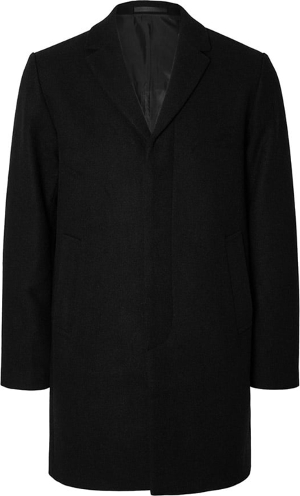 Czarna kurtka Selected Homme długa z wełny w stylu casual