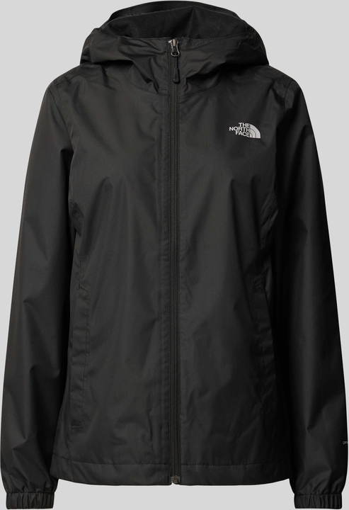 Czarna kurtka The North Face z kapturem krótka w sportowym stylu