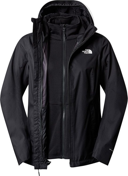 Czarna kurtka The North Face z kapturem w sportowym stylu krótka