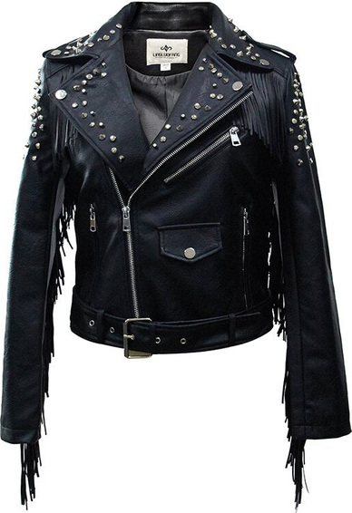 Czarna kurtka Turino Pl ze skóry bez kaptura w rockowym stylu