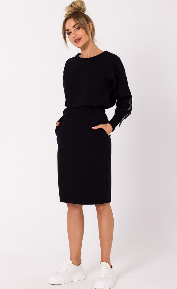 Czarna spódnica MOE w stylu casual midi z bawełny
