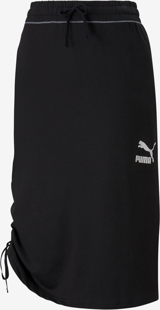 Czarna spódnica Puma midi w sportowym stylu z bawełny