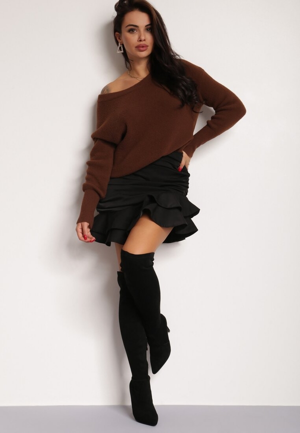 Czarna spódnica Renee w stylu casual mini z tkaniny