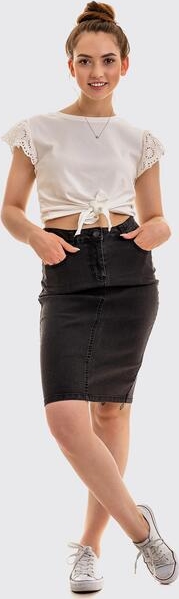 Czarna spódnica Szachownica w stylu casual z jeansu