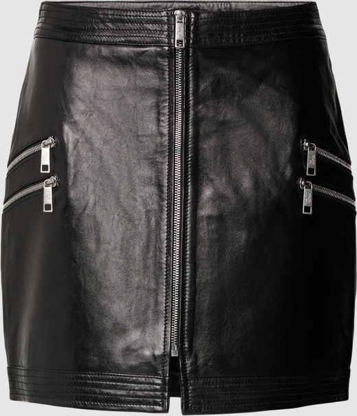Czarna spódnica The Kooples mini ze skóry w rockowym stylu