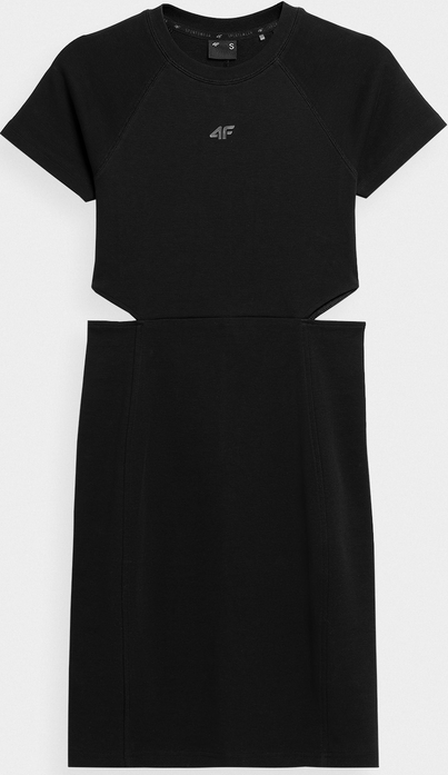 Czarna sukienka 4F z krótkim rękawem mini w stylu casual