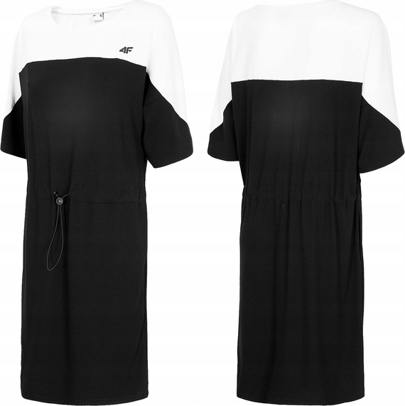 Czarna sukienka 4F z krótkim rękawem w sportowym stylu z dresówki