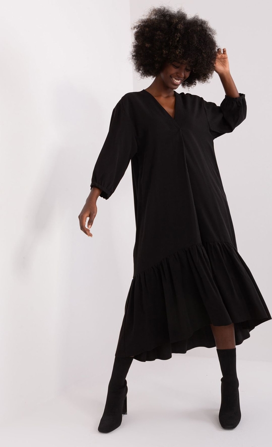 Czarna sukienka 5.10.15 w stylu casual z długim rękawem