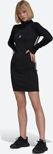 Czarna sukienka Adidas Originals mini w sportowym stylu