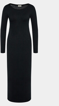 Czarna sukienka American Vintage w stylu vintage midi z długim rękawem