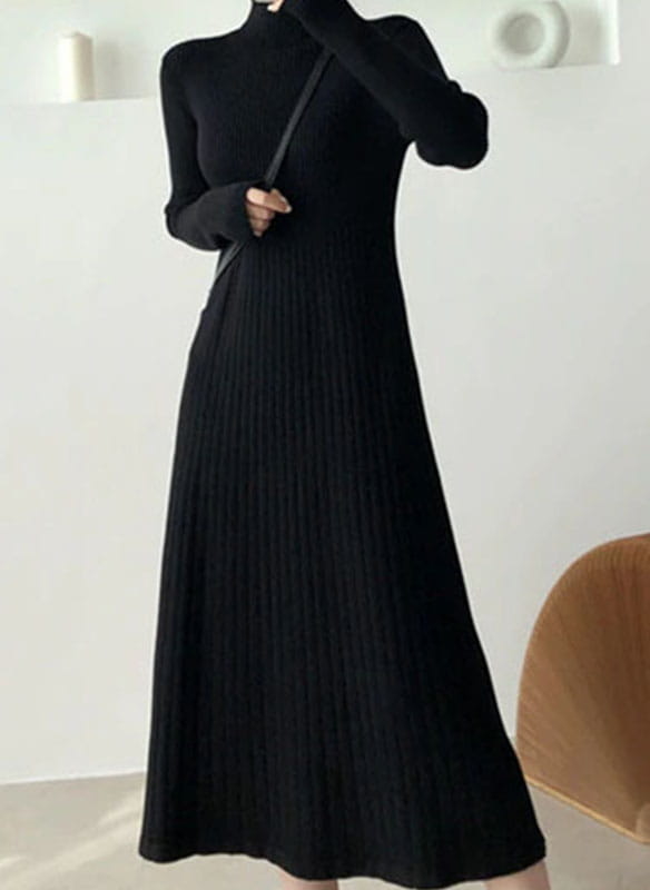 Czarna sukienka Arilook z długim rękawem midi