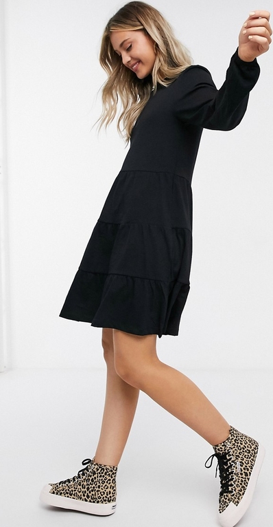 Czarna sukienka Asos z długim rękawem koszulowa