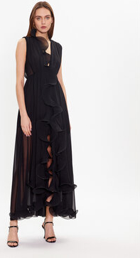 Czarna sukienka Babylon maxi z dekoltem w kształcie litery v