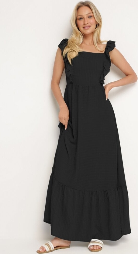 Czarna sukienka born2be na ramiączkach maxi w stylu klasycznym