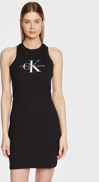 Czarna sukienka Calvin Klein bez rękawów dopasowana w stylu casual