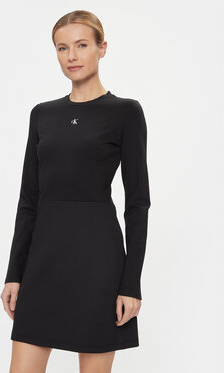 Czarna sukienka Calvin Klein mini z długim rękawem