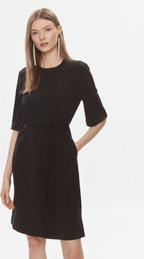 Czarna sukienka Calvin Klein mini z długim rękawem w stylu casual