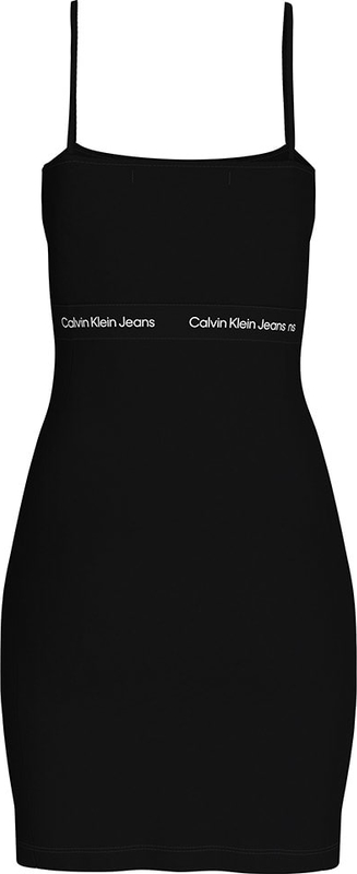 Czarna sukienka Calvin Klein z bawełny dopasowana na ramiączkach