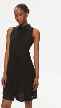 Czarna sukienka Calvin Klein z okrągłym dekoltem bez rękawów mini