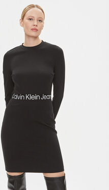 Czarna sukienka Calvin Klein z okrągłym dekoltem