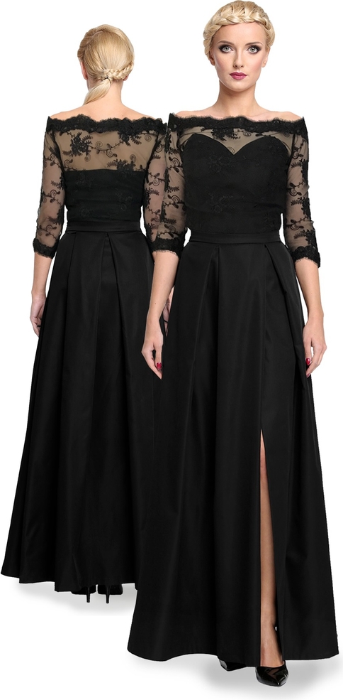 Czarna sukienka Camill Fashion maxi hiszpanka z długim rękawem