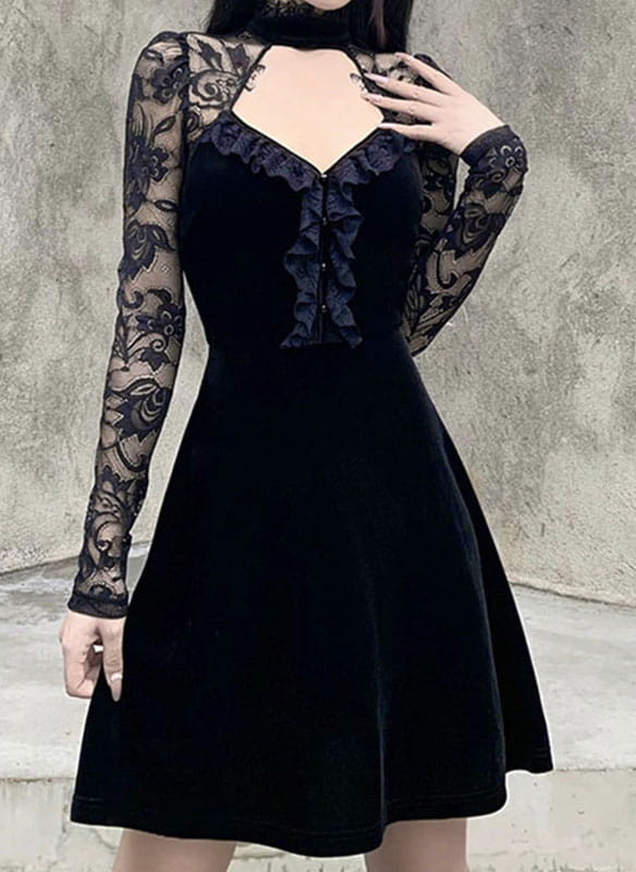 Czarna sukienka Cikelly z okrągłym dekoltem
