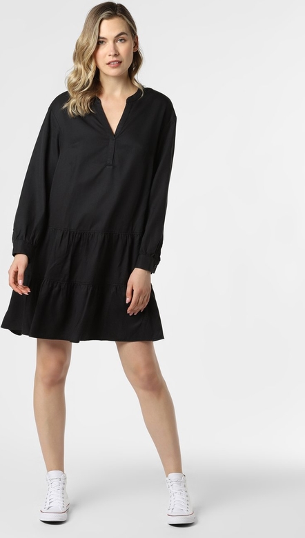 Czarna sukienka comma, w stylu casual mini z dekoltem w kształcie litery v