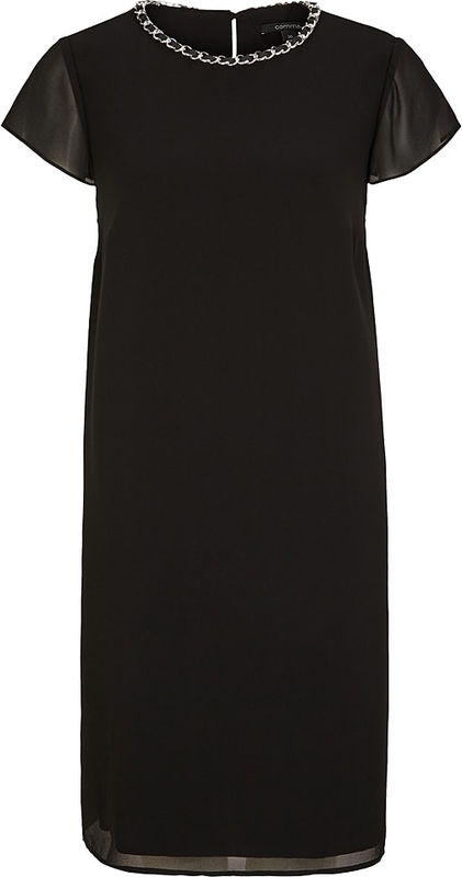 Czarna sukienka comma, w stylu casual z okrągłym dekoltem mini