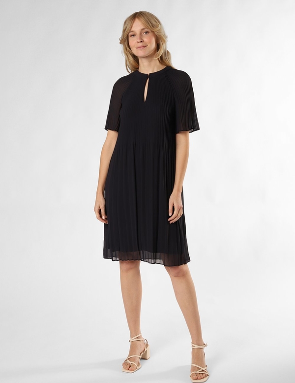 Czarna sukienka comma, z krótkim rękawem z okrągłym dekoltem w stylu casual