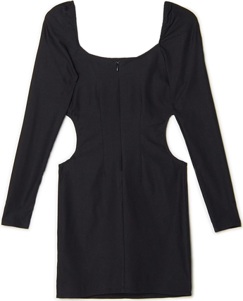Czarna sukienka Cropp mini z tkaniny z długim rękawem