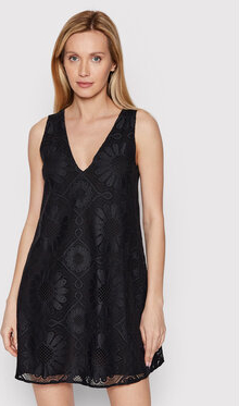 Czarna sukienka Desigual mini na ramiączkach z dekoltem w kształcie litery v