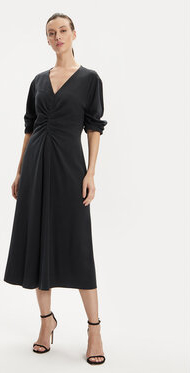 Czarna sukienka DKNY z długim rękawem midi