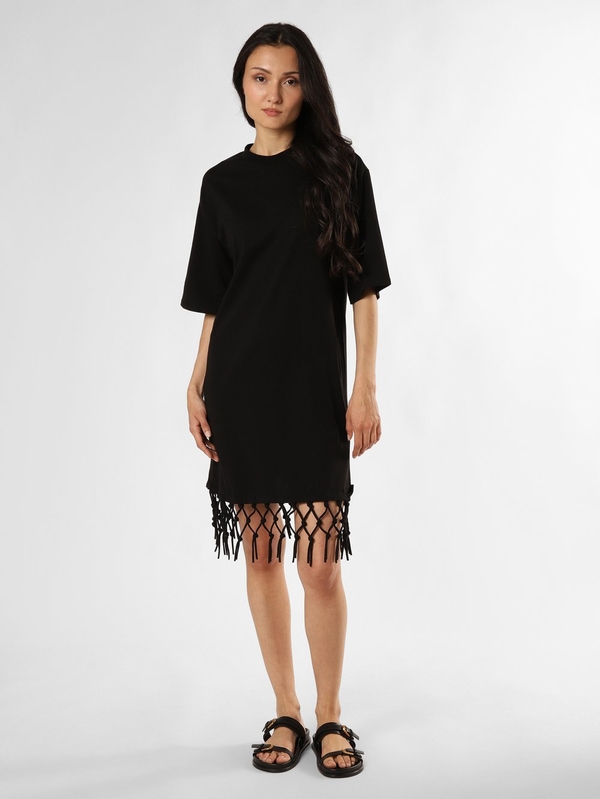 Czarna sukienka EDITED z okrągłym dekoltem w stylu boho z bawełny