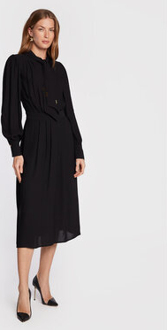 Czarna sukienka Elisabetta Franchi koszulowa midi w stylu casual