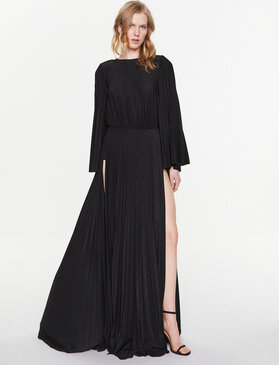 Czarna sukienka Elisabetta Franchi maxi w stylu casual z długim rękawem