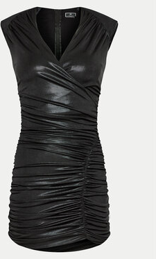 Czarna sukienka Elisabetta Franchi z dekoltem w kształcie litery v dopasowana
