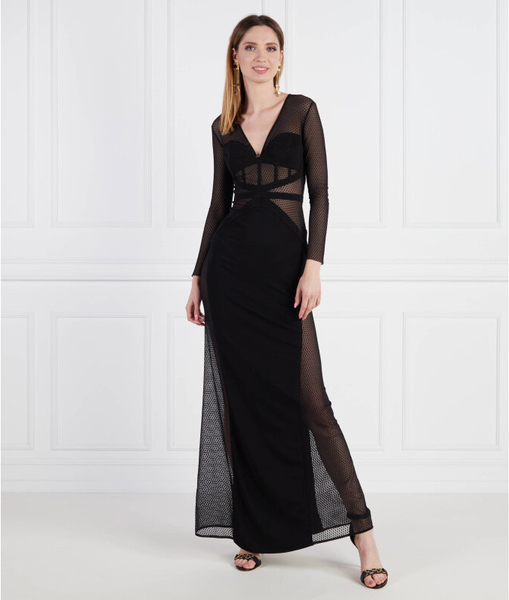 Czarna sukienka Elisabetta Franchi z dekoltem w kształcie litery v w stylu casual maxi