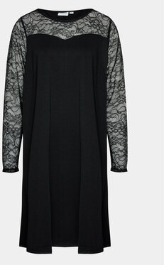 Czarna sukienka Evoked Vila mini z okrągłym dekoltem prosta