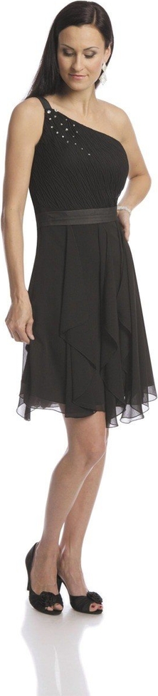 Czarna sukienka Fokus asymetryczna bez rękawów midi