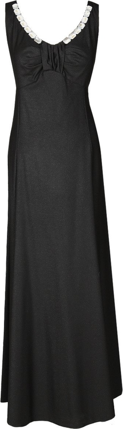 Czarna sukienka Fokus maxi z dekoltem w kształcie litery v z satyny