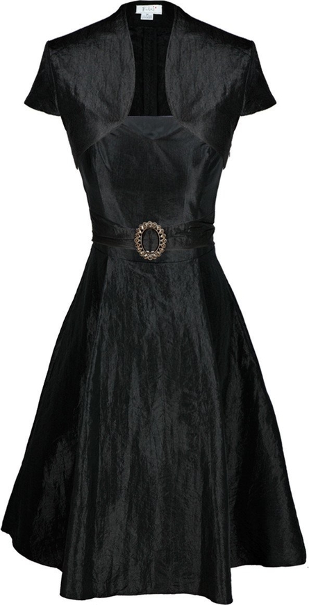 Czarna sukienka Fokus midi rozkloszowana z okrągłym dekoltem