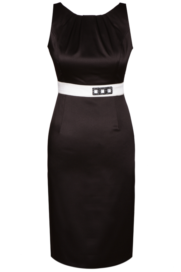 Czarna sukienka Fokus ołówkowa midi bez rękawów