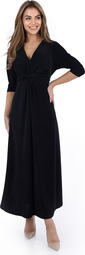 Czarna sukienka Fokus z dekoltem w kształcie litery v maxi