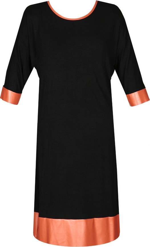 Czarna sukienka Fokus z długim rękawem midi z okrągłym dekoltem