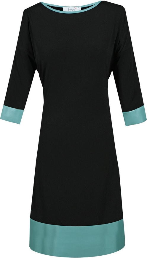 Czarna sukienka Fokus z długim rękawem z okrągłym dekoltem w stylu casual