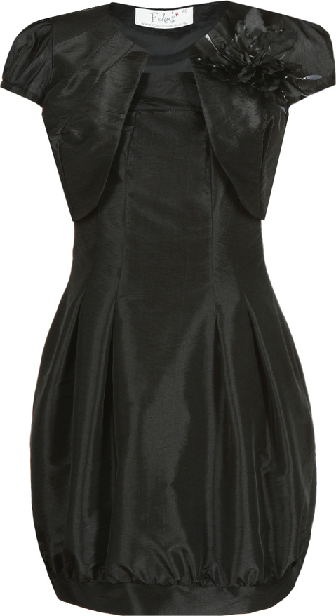 Czarna sukienka Fokus z krótkim rękawem