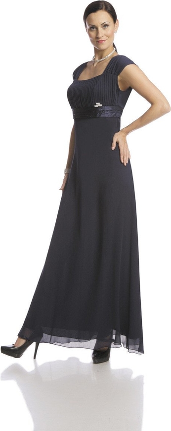 Czarna sukienka Fokus z krótkim rękawem rozkloszowana z przeźroczystą kieszenią