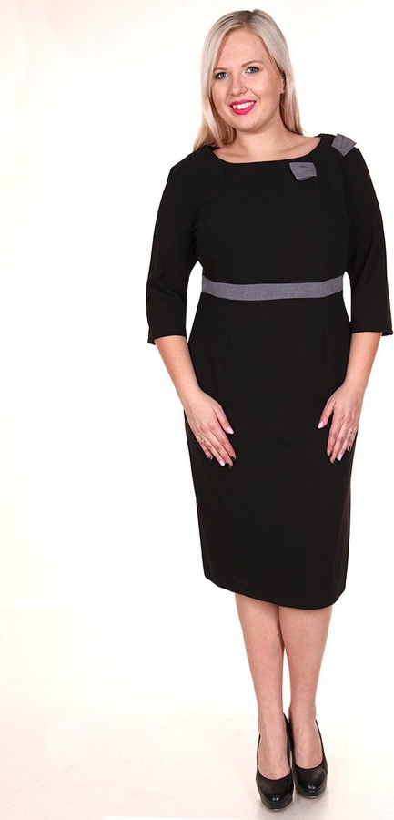 Czarna sukienka Fokus z okrągłym dekoltem w stylu glamour midi